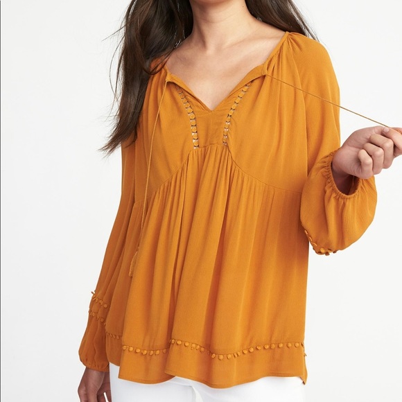Old Navy Boho Pom Top Burnt Tobacco XS - Picture 1 of 4